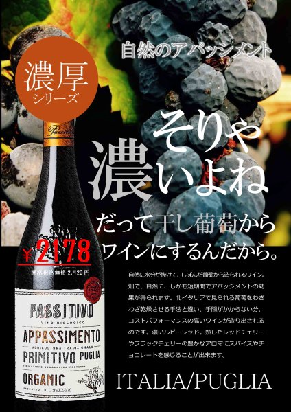 画像1: 《赤ワイン》 パッシティーヴォ・プリミティーヴォ・ビオロジコ　750ml (1)